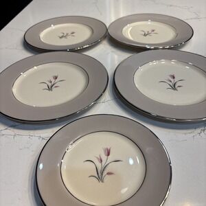5 Pcs Vintage Franciscan Claremont Fine China 4-Salad And 1- Bread Plate/Plates